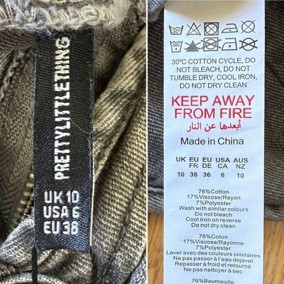 PrettyLittleThing Washed Grey Dip Hem Denim Corset Top Size 6 Bustier Bust Cup - Picture 6 of 9